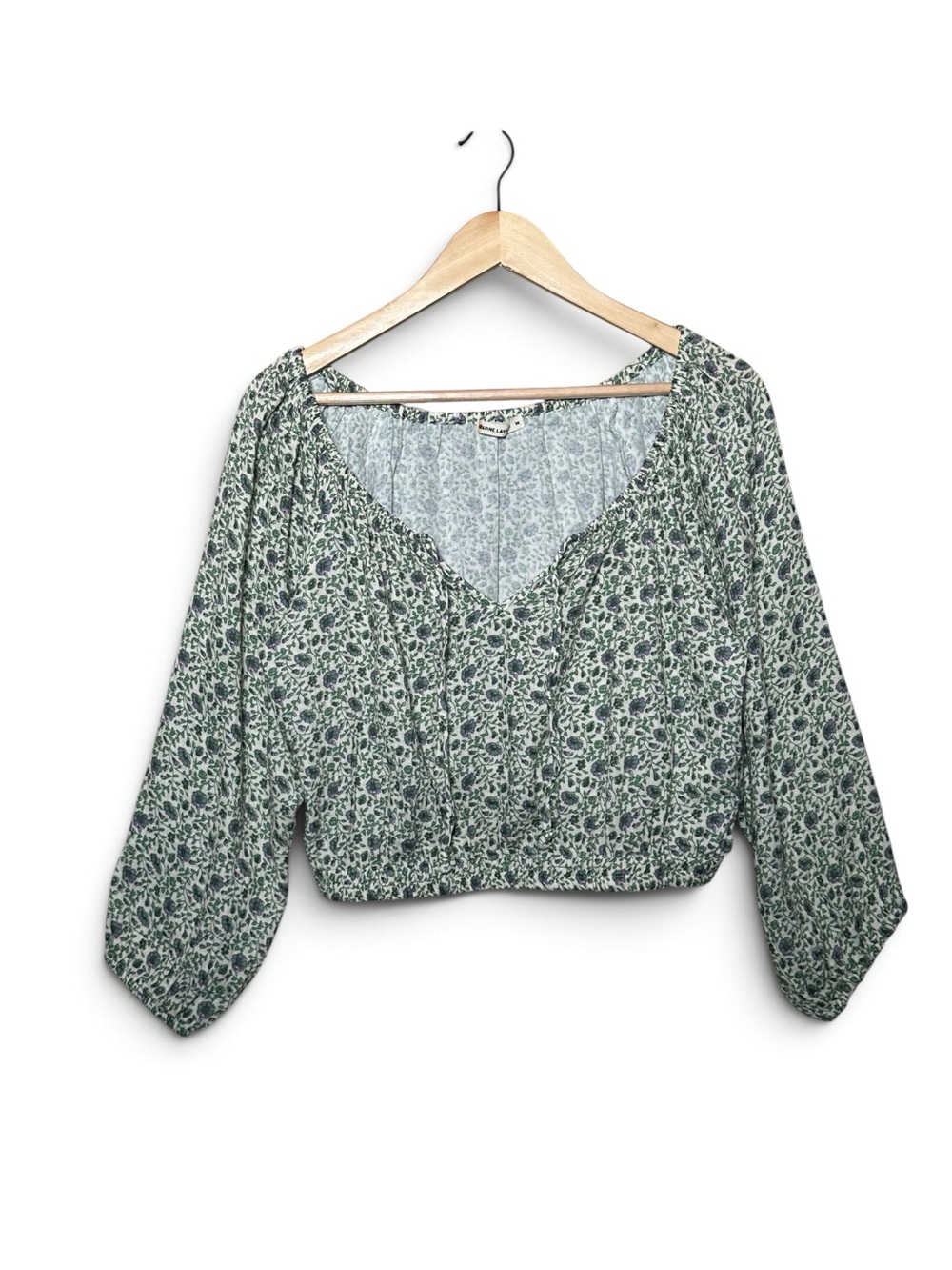 MARINE LAYER Tiana Floral Double Cloth Smocked Crop Top